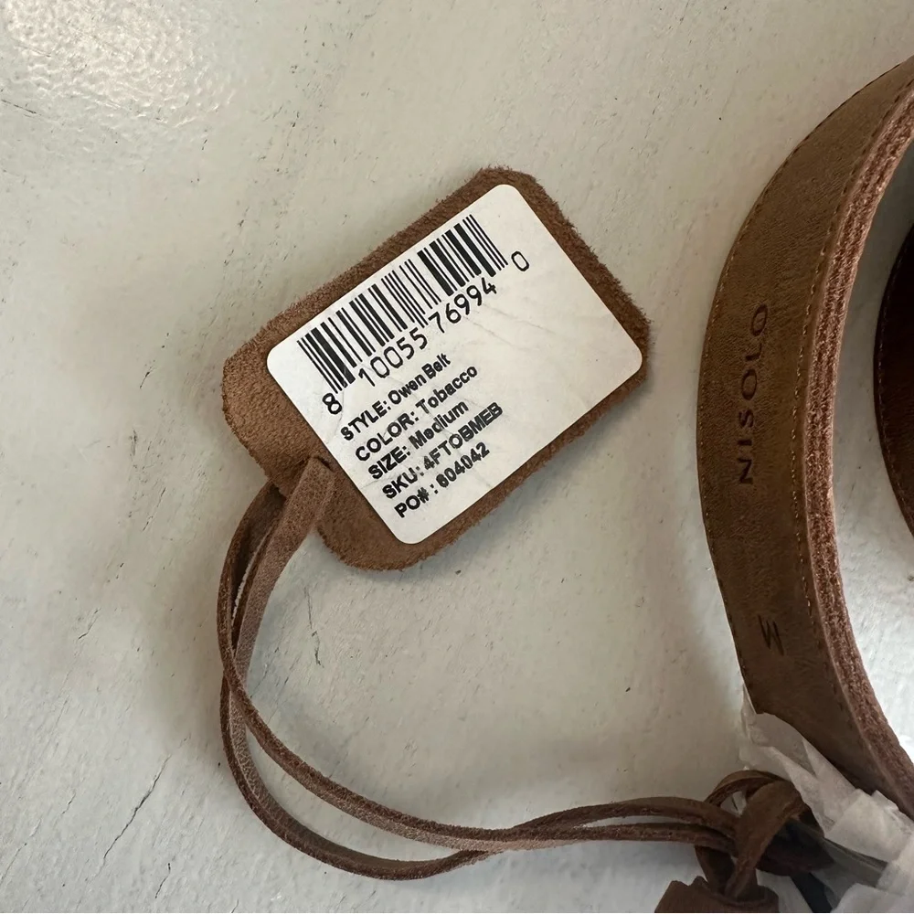 Nisolo Men’s Leather Owen Belt in Tobacco Brown Sz M NWT